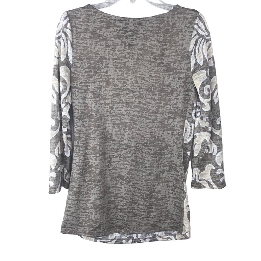 Y2k Inc. International Concepts Cream Paisley Swirly Casual 3/4 Sleeve Blouse - Picture 5 of 8